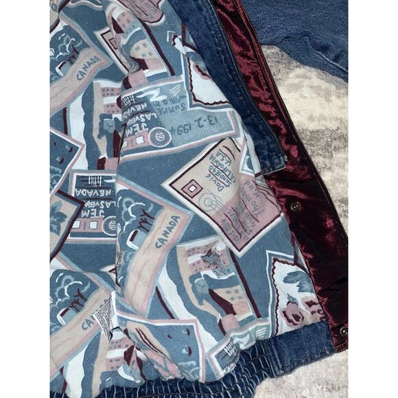 Vintage 1980s Current Seen Denim Jacket Aztec Lined Men’s L - Picture 4 of 16
